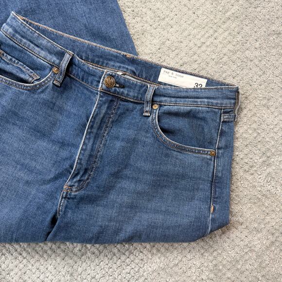 $268 Rag & Bone Harlow Mid-Rise Ankle Raw Hem Straight Jeans Womens 32 Blue - Picture 3 of 7